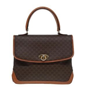 Celine Vintage Macadam Handbag Canvas And Leather Brown Canvas Handbag